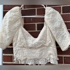 Embroidered Floral Cream Blouse